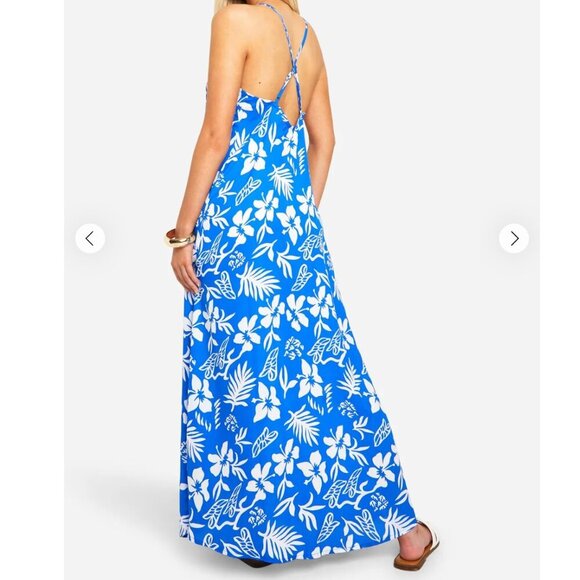 Boohoo Hibiscus V Neck Strappy Maxi Dress - NWT - Size 4 - Picture 3 of 6